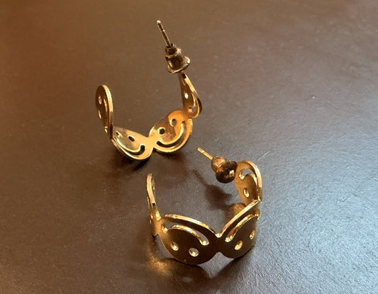 Gold Plated Smiley Face Fashion Earring