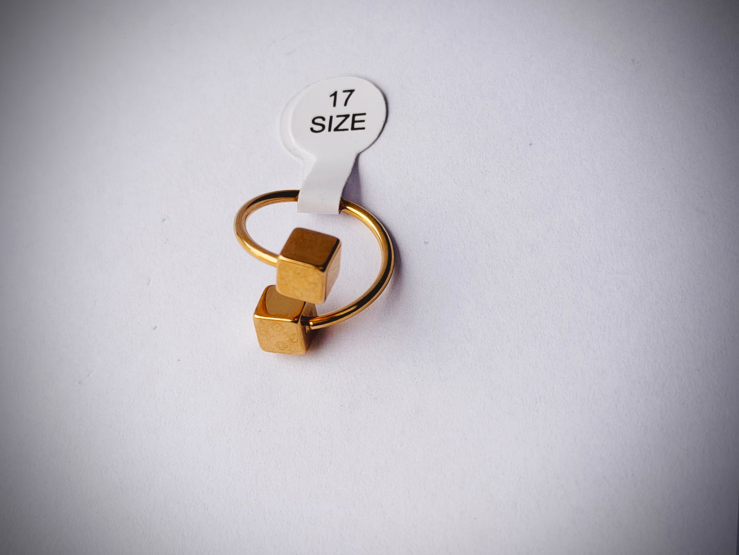 Cube adjustable gold plated stainless steel ring