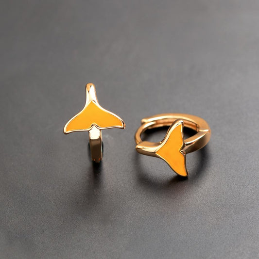Whale Tail Gold Plated Hoop Earrings