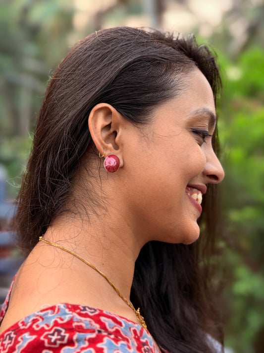 Oval Shaped Colour Stud Earring