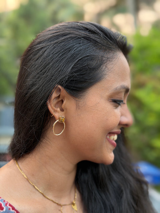 Stone Studded Oval Western Earring