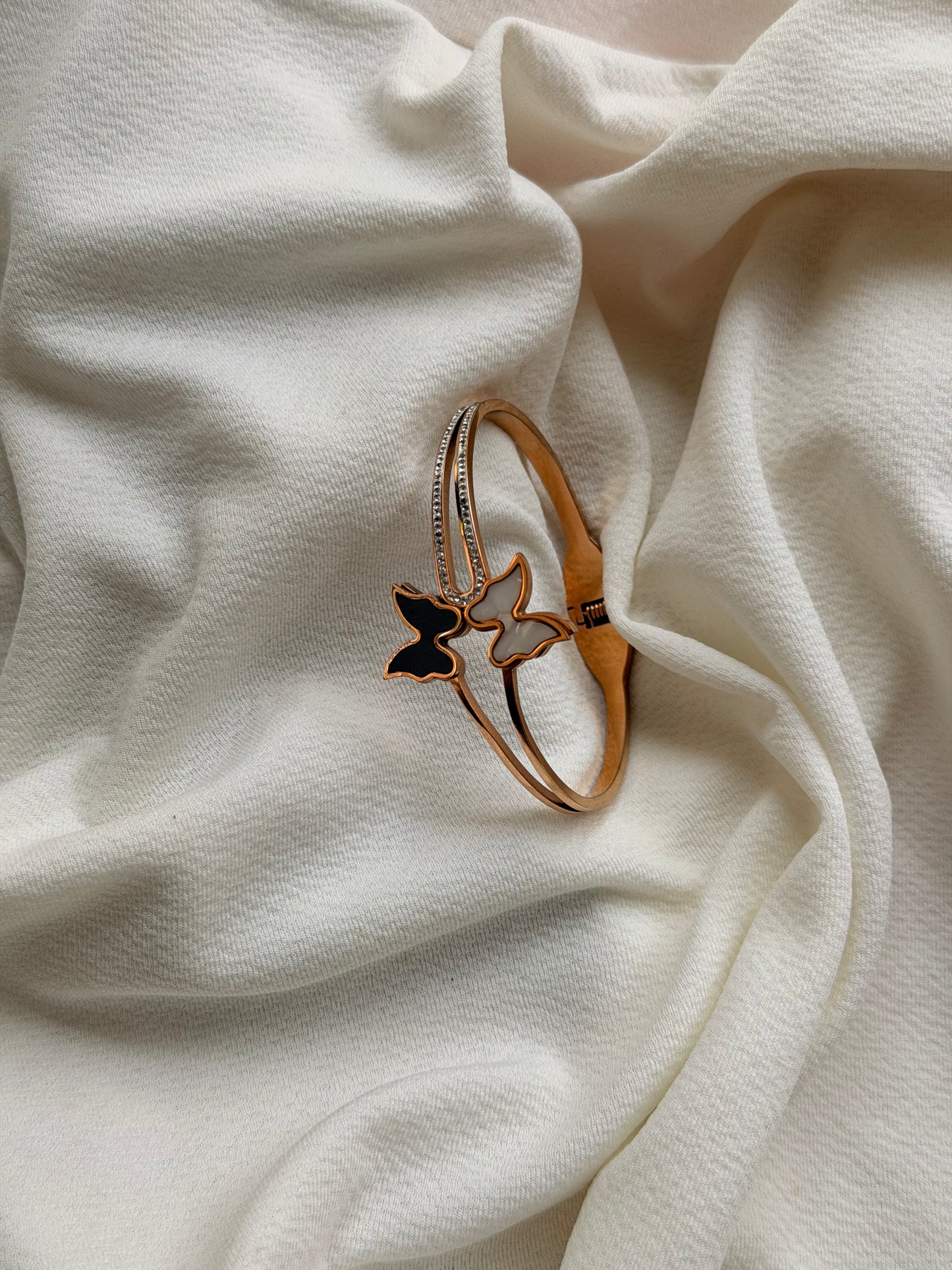 Butterfly Motif Rosegold Antitarnish Stainless Steel Cuff Bracelet