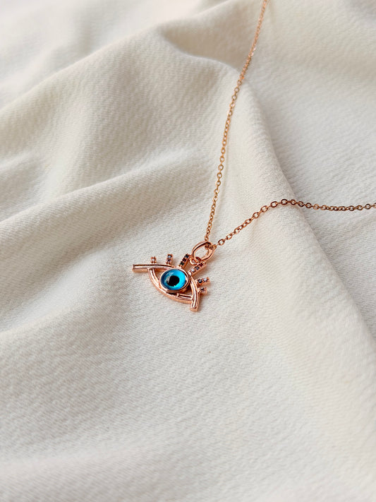 Evil Eye Rosegold Antitarnish Chain Pendant