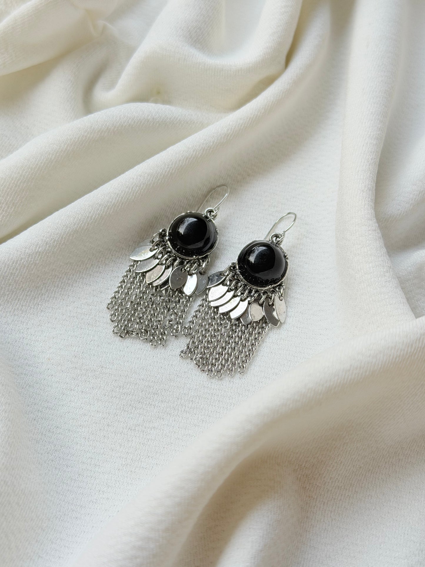 Silver Stone Charms western Earrings