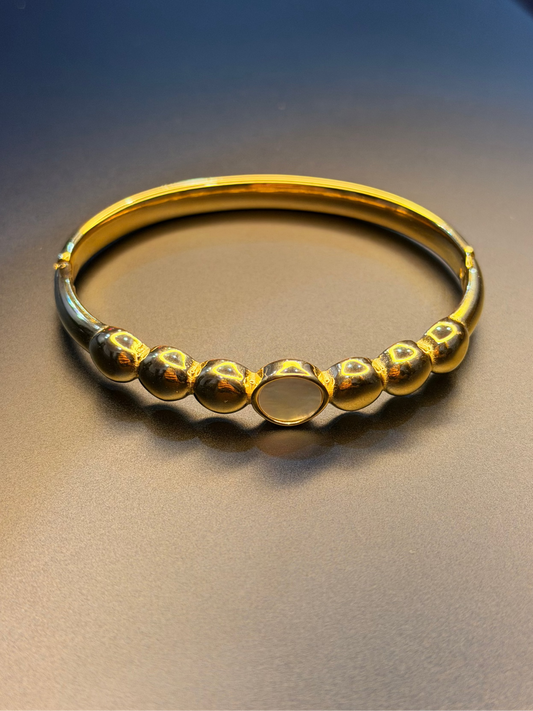 Gold-Plated Beaded AntiTarnish Stainless Steel Bracelet