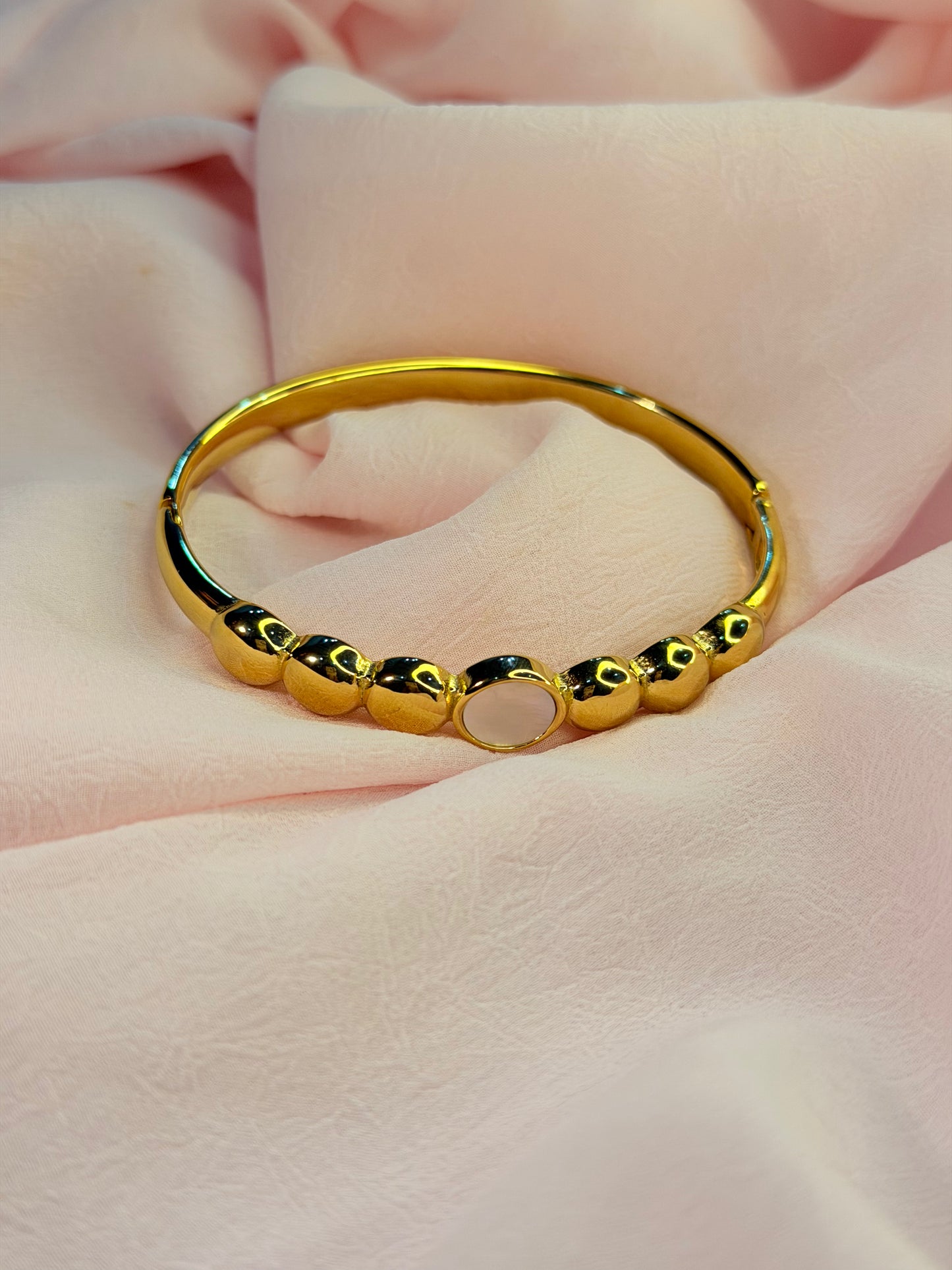 Gold-Plated Beaded AntiTarnish Stainless Steel Bracelet