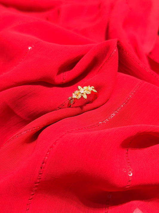 Flower Fashion Adjustable Gold Plated Ring