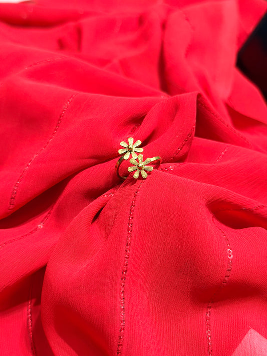 Daisy Flower Adjustable Gold Plated Stainless Steel Ring