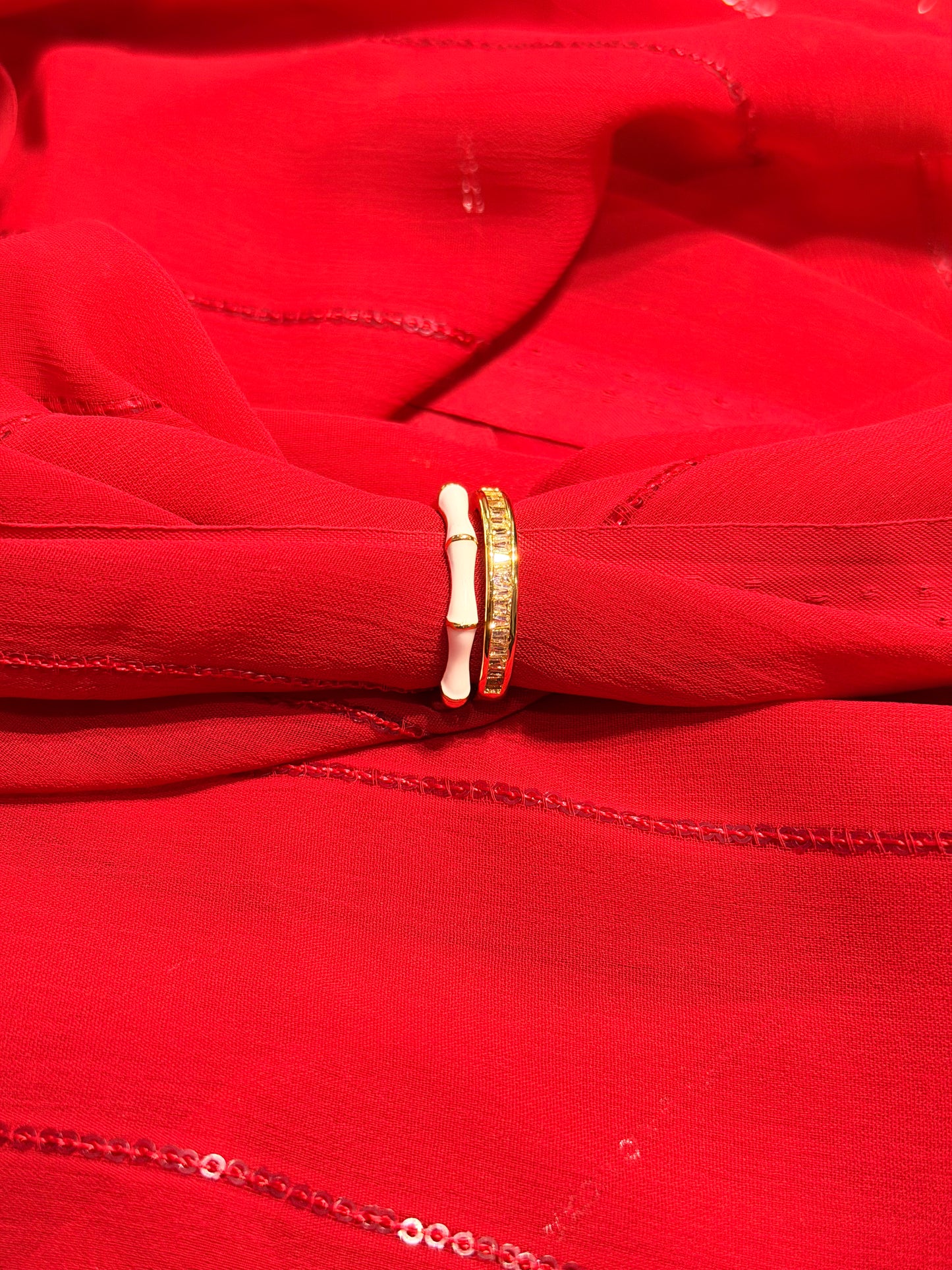 Bamboo Design Adjustable Gold Plated Ring