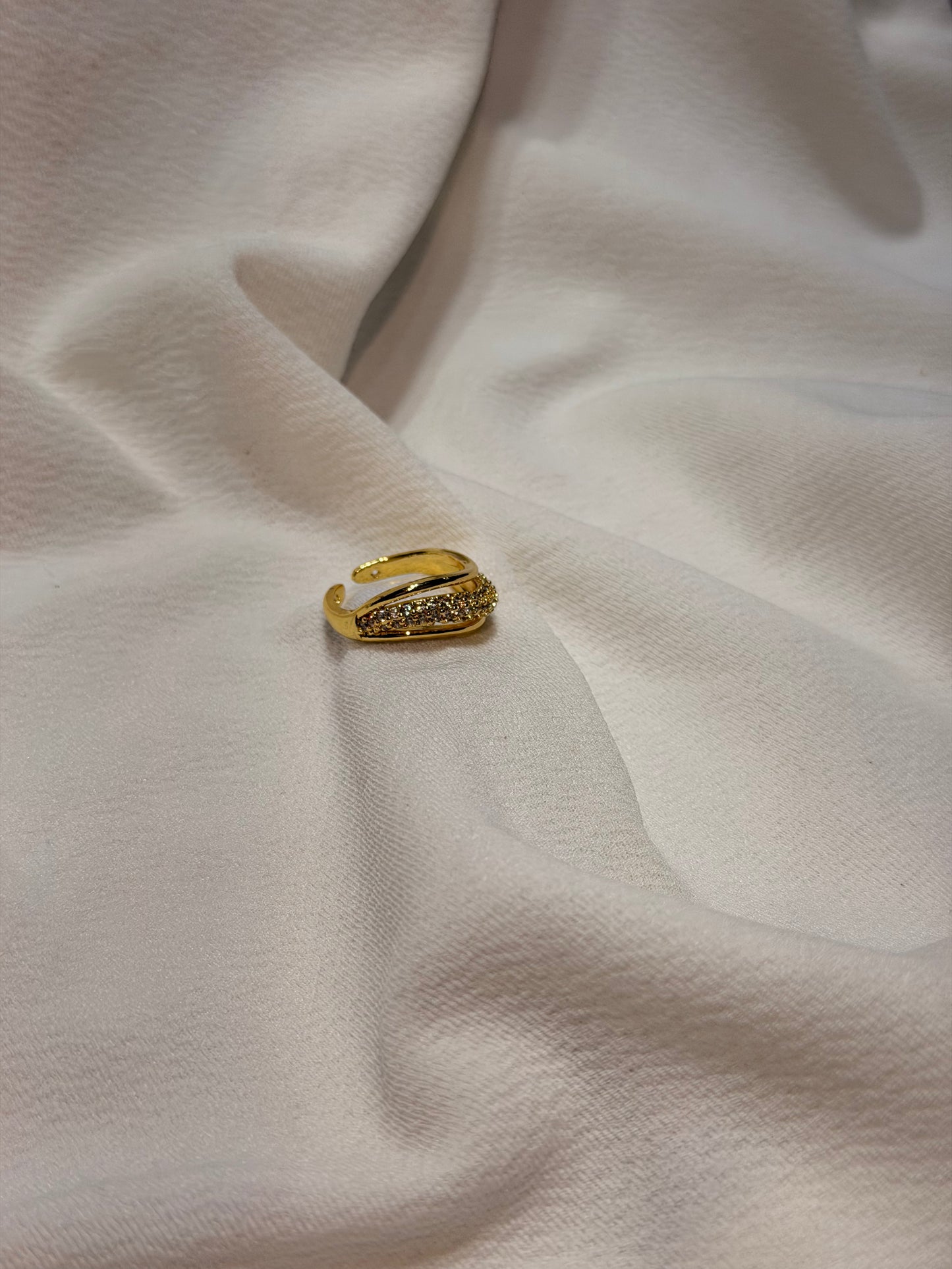 Crisscross Design Gold-plated Adjustable Ring