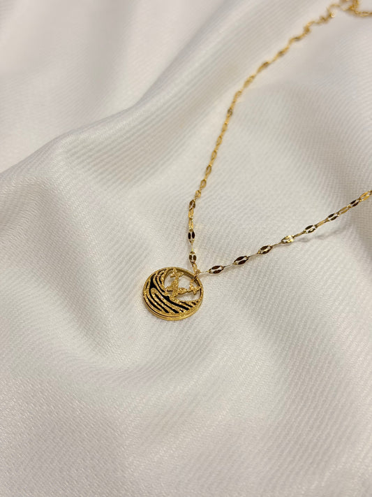 Gold and Black Enamel Gold Plated Anti Tarnish Chain Pendant