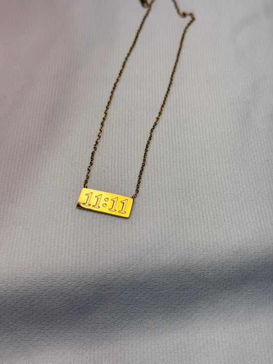 11:11 Angel number 18k Gold Plated Stainless Steel Anti Tarnish Chain Pendant