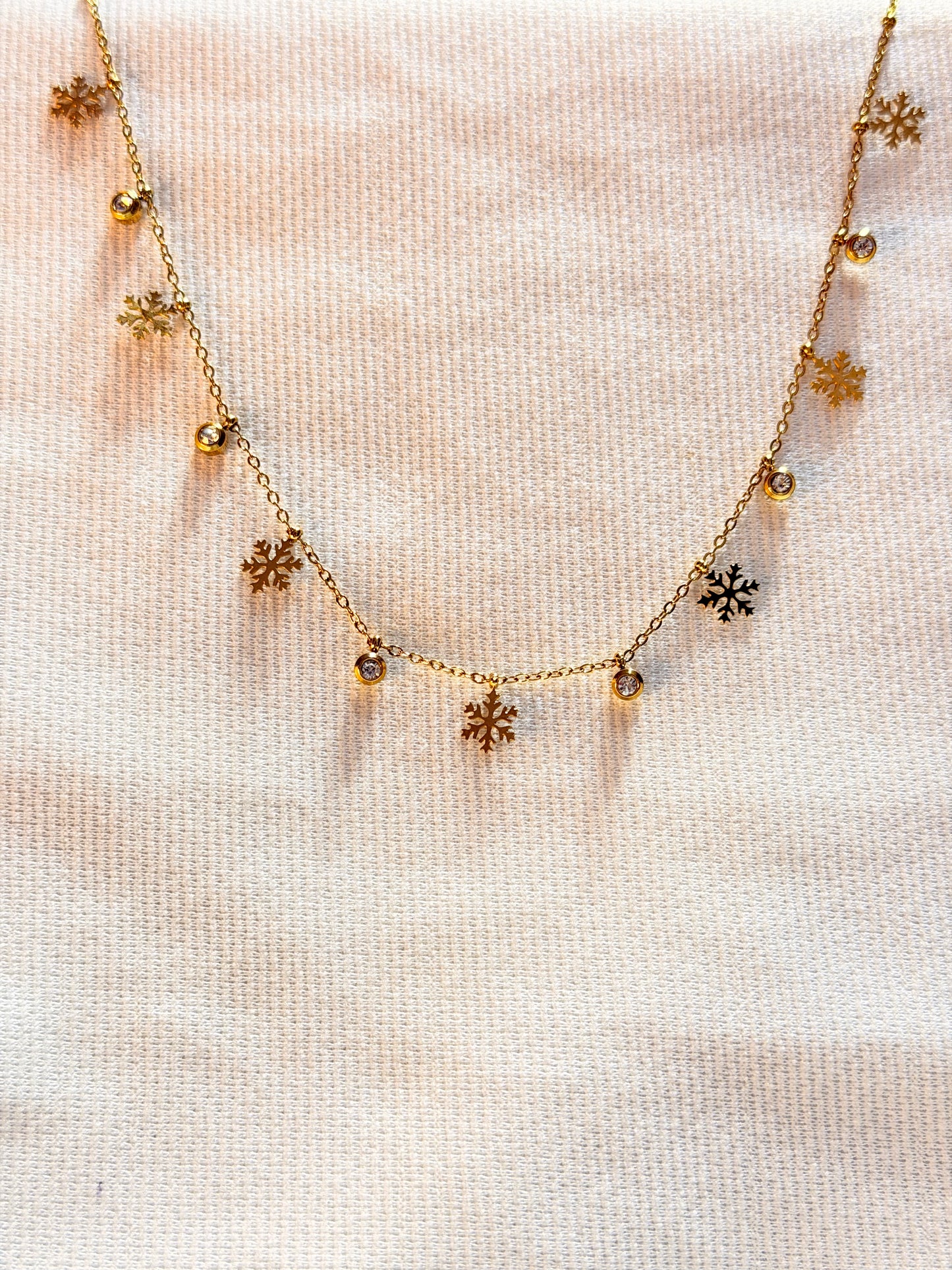 Snowflake Charm Necklace 22K Stainless Steel