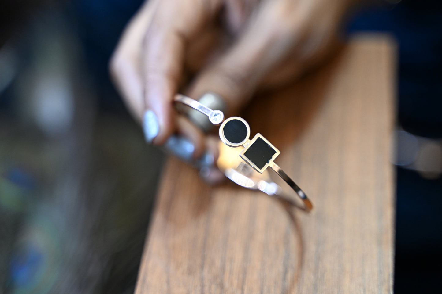 Stainless Steel Dot&Square Anti-Tarnish Spring Bracelet