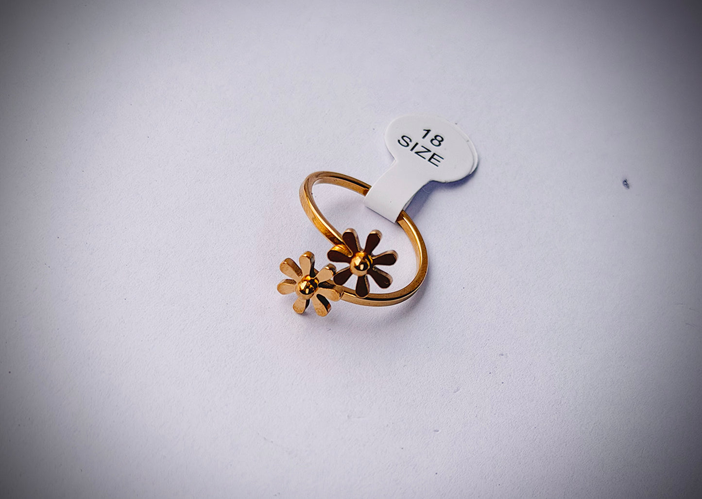 Daisy Flower Adjustable Gold Plated Stainless Steel Ring
