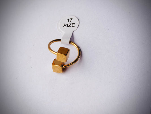 Cube adjustable gold plated stainless steel ring