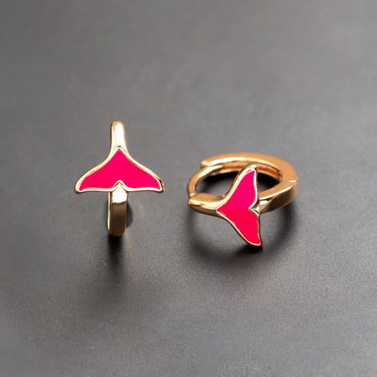 Whale Tail Gold Plated Hoop Earrings