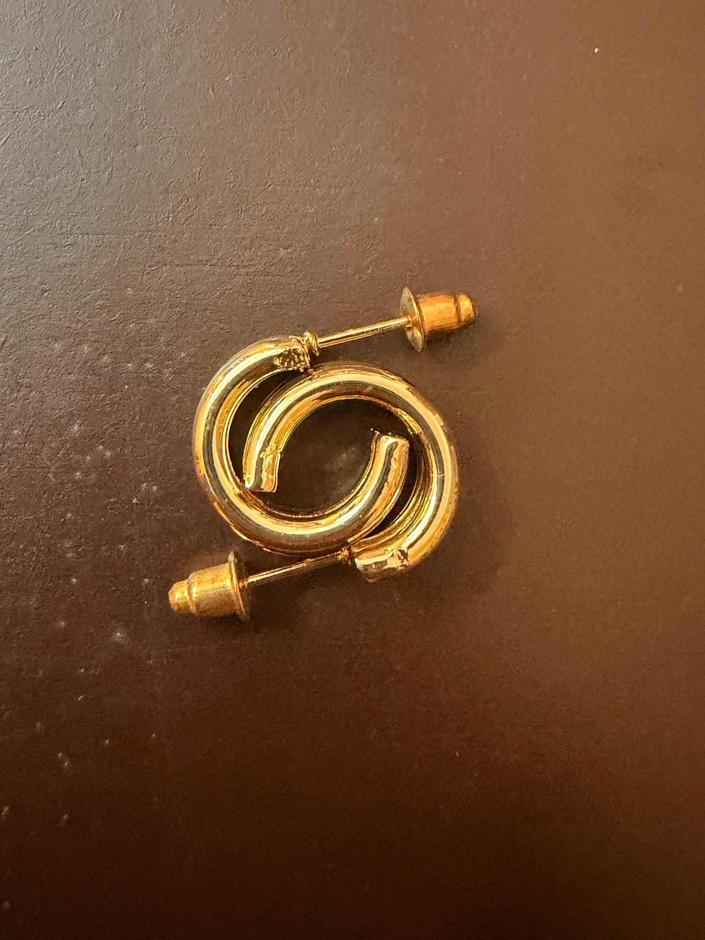 Gold plated Double Layered Half Earring