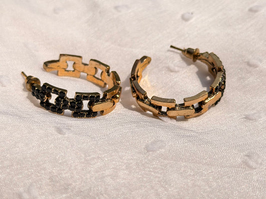 Open Round Stone Studded Hoop Earring