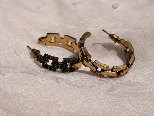 Open Round Stone Studded Hoop Earring