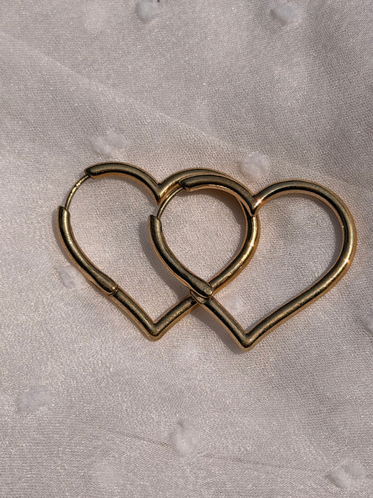 Heart Shaped Hoops Earring