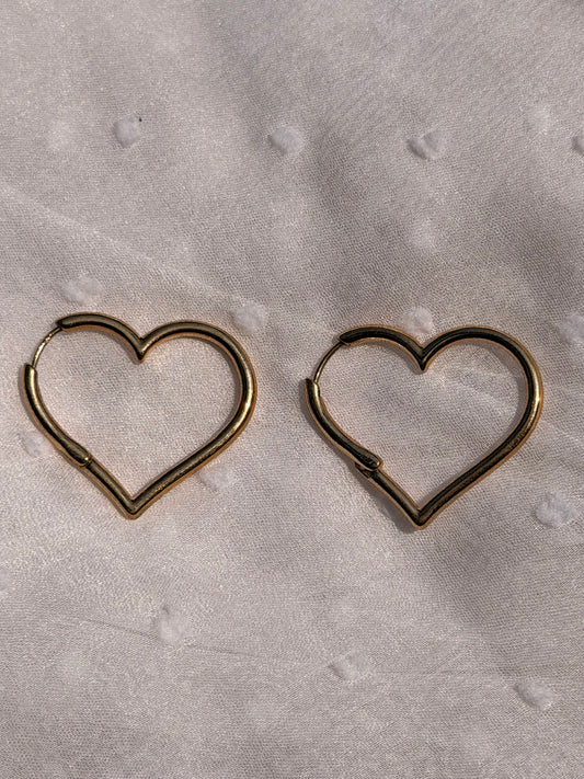 Heart Shaped Hoops Earring