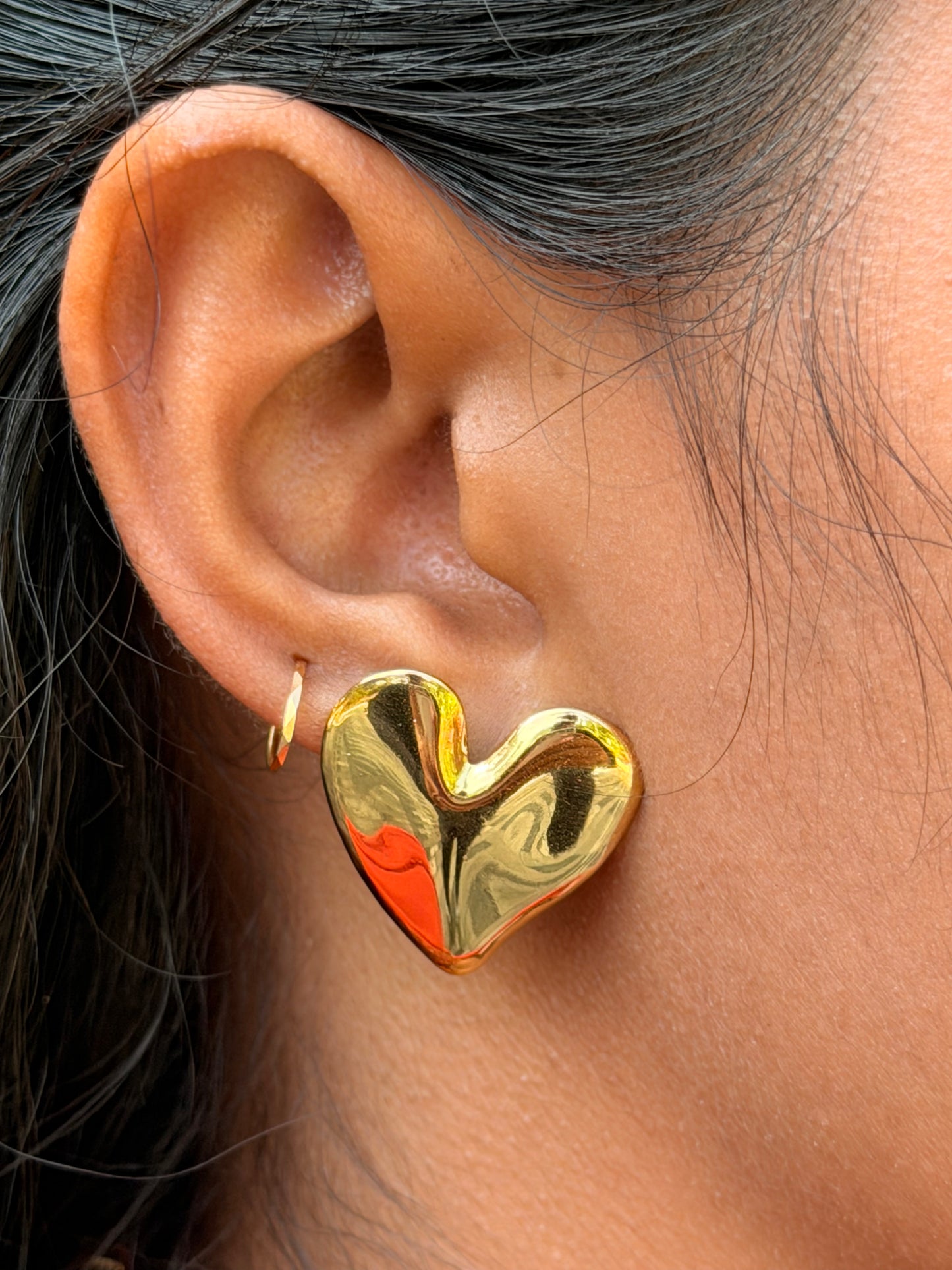 Gold Plated Love Shaped Earring