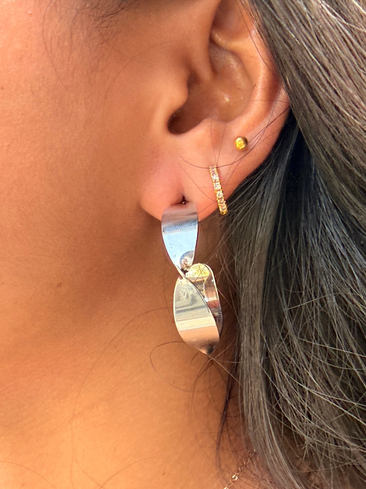 Silver Plated Twisted Style Western Fashion Earring