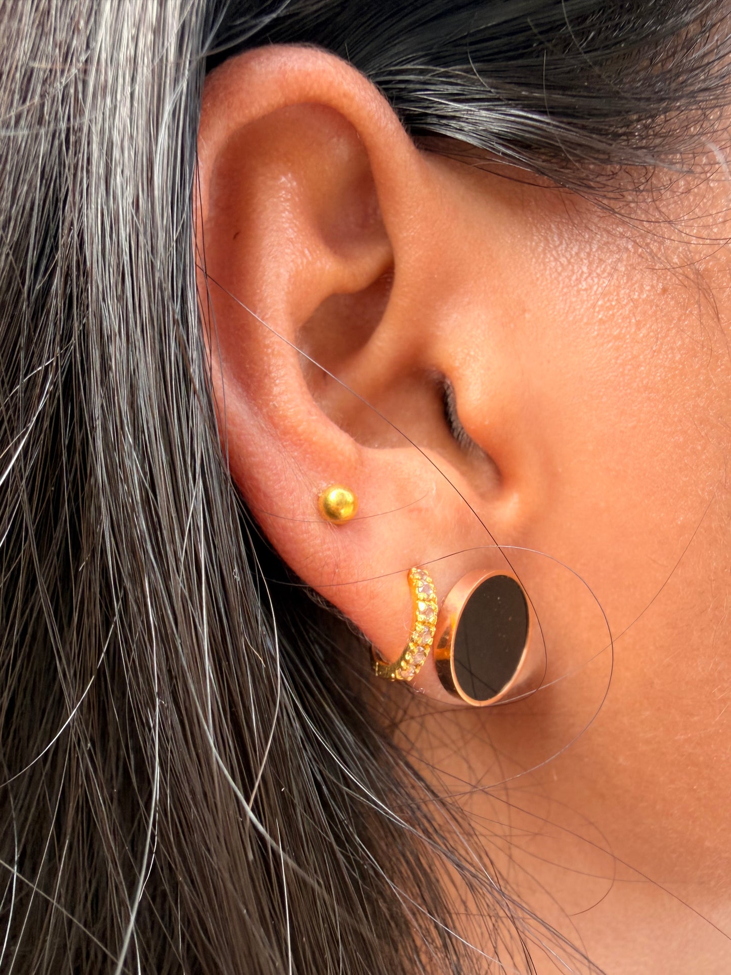 Black Plain Stud AntiTarnish Earring