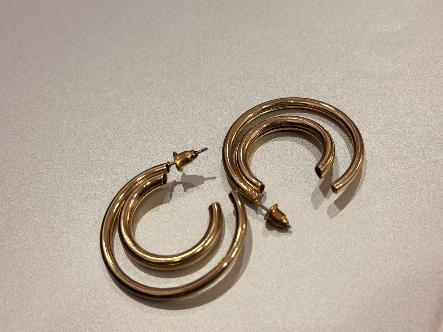 Gold Plated Dual Round Fashion Hoop Earring