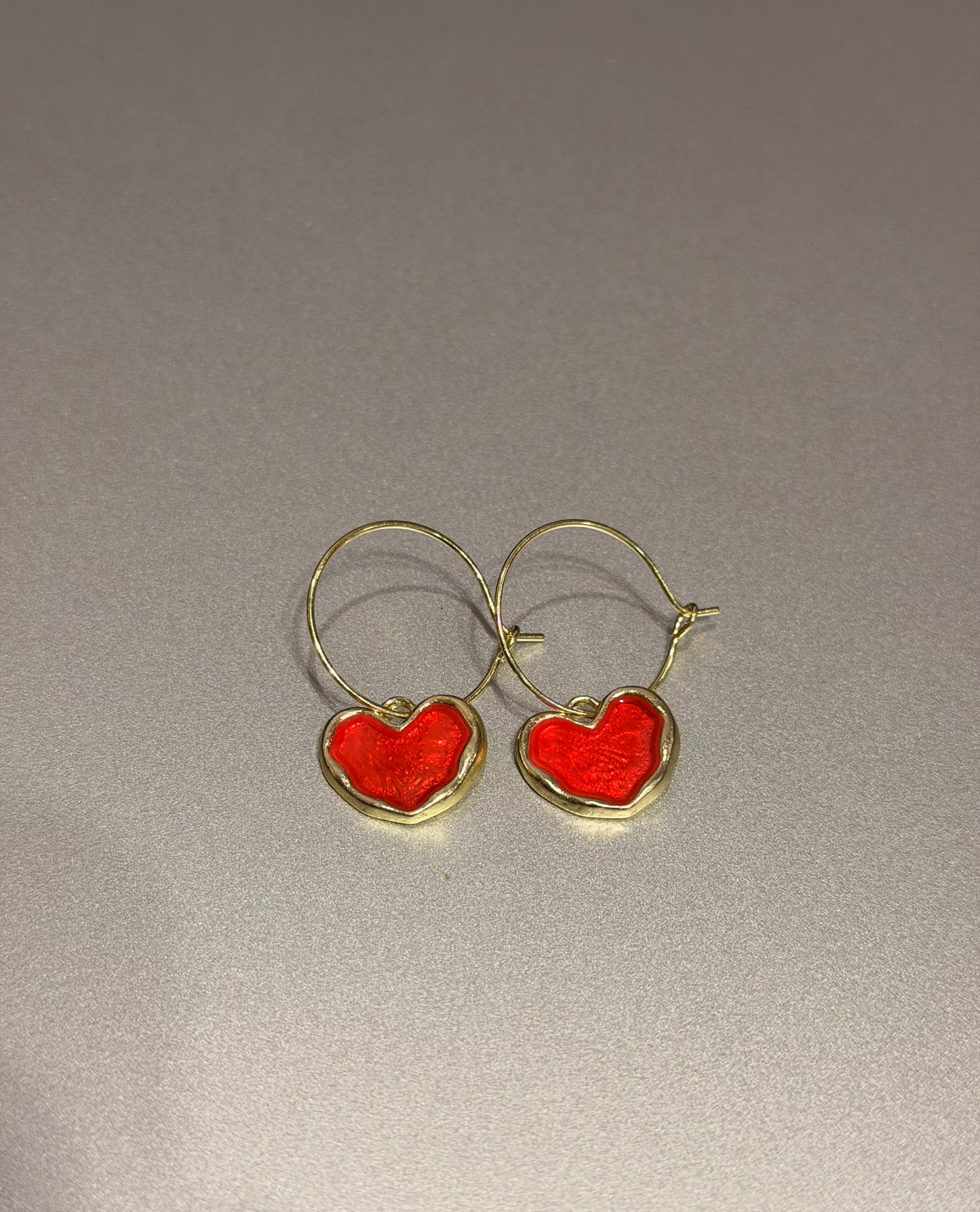 Red Fall Heart Hoop Earrings