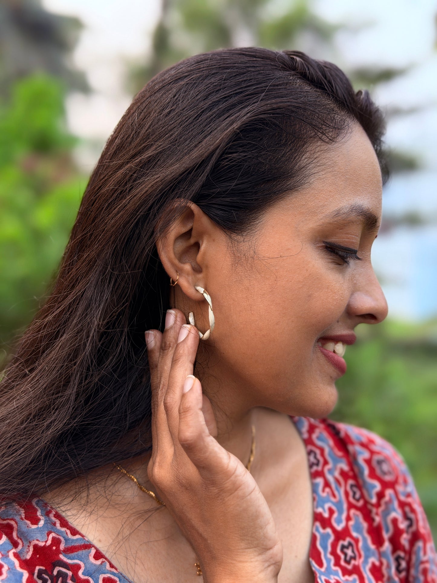 Open Circle Twisted Enamel Hoop Earrings