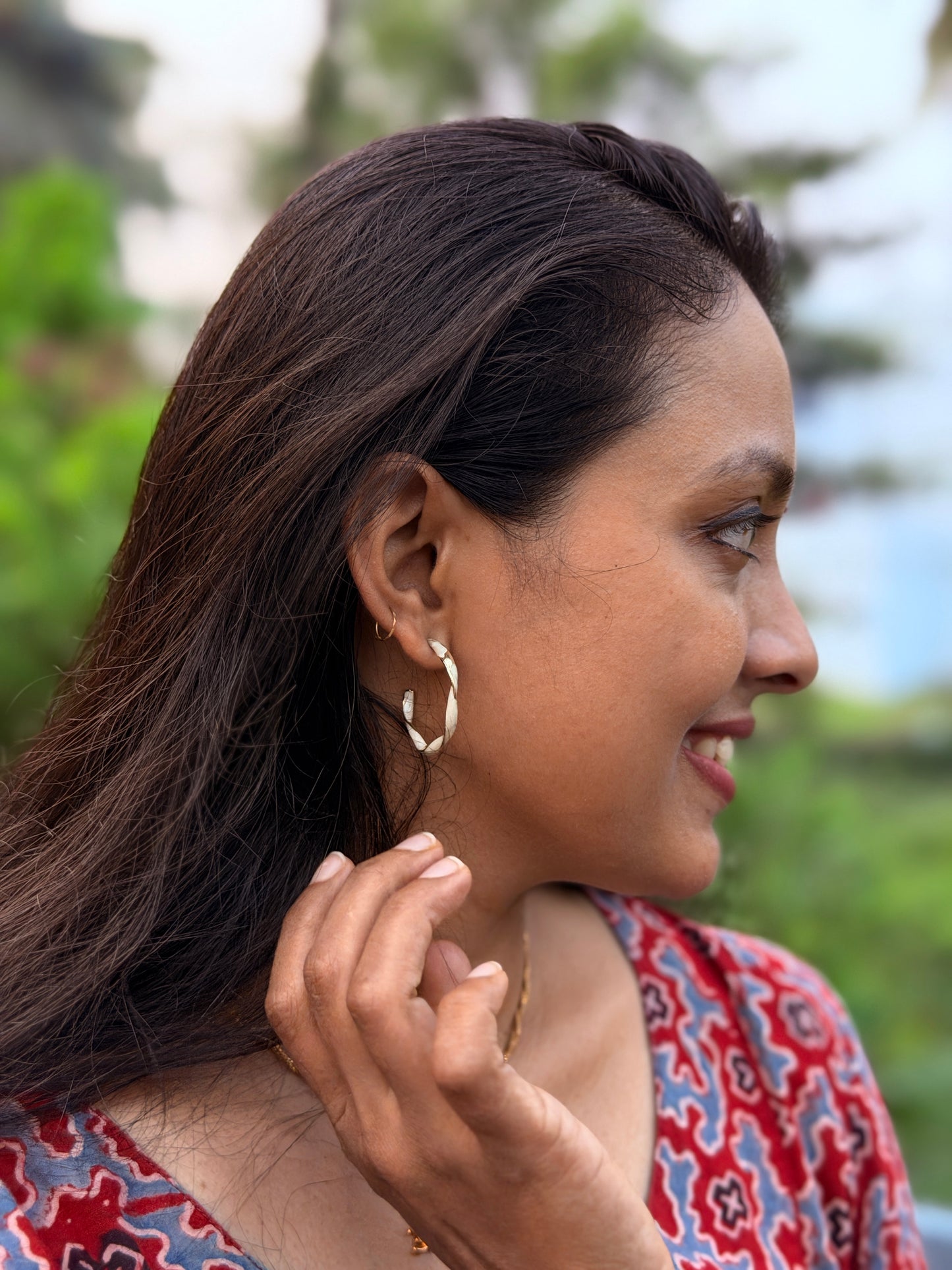 Open Circle Twisted Enamel Hoop Earrings