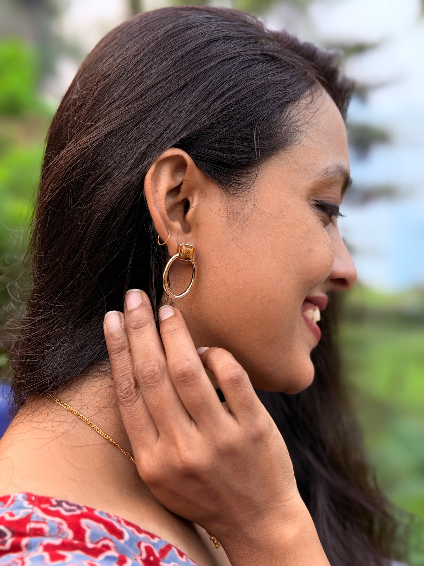 Stone Studded Oval Western Earring