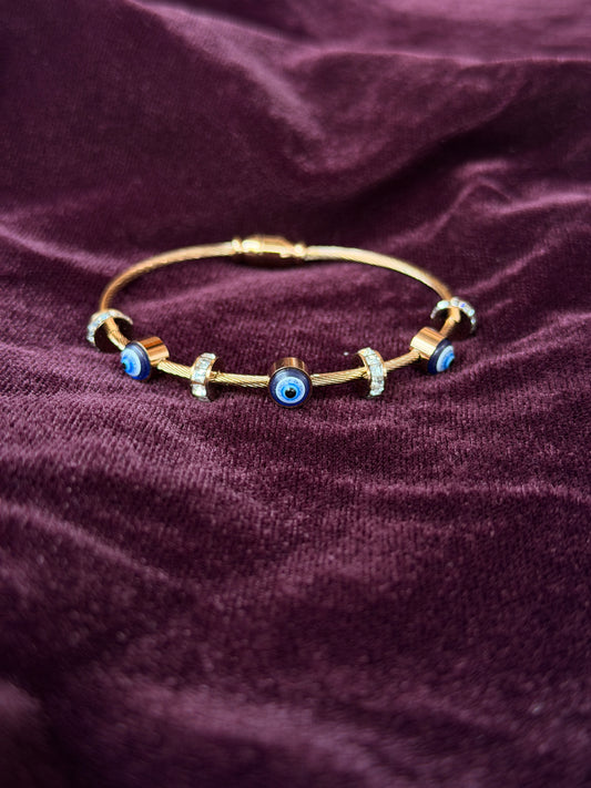 Evil Eye Rosegold AntiTarnish Stainless Steel Magnetic Lock Bracelet