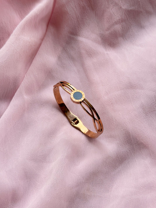 Roman Numeral Rosegold AntiTarnish Stainless Steel Cuff Bracelet