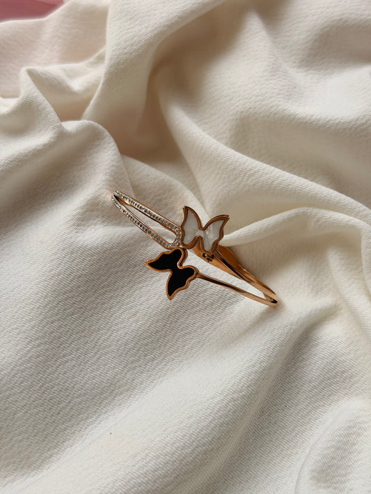 Butterfly Motif Rosegold Antitarnish Stainless Steel Cuff Bracelet