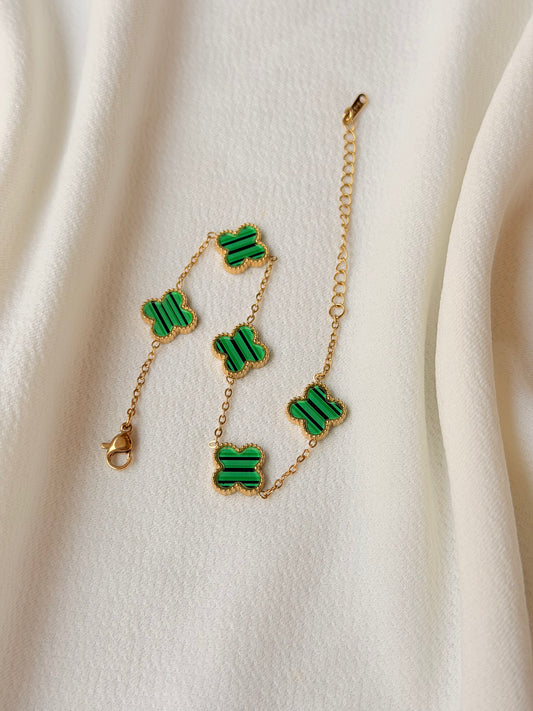 Clover Charms Gold-Plated AntiTarnish Stainless Steel Bracelet