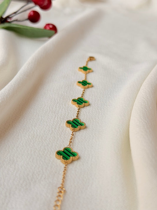 Clover Charms Gold-Plated AntiTarnish Stainless Steel Bracelet