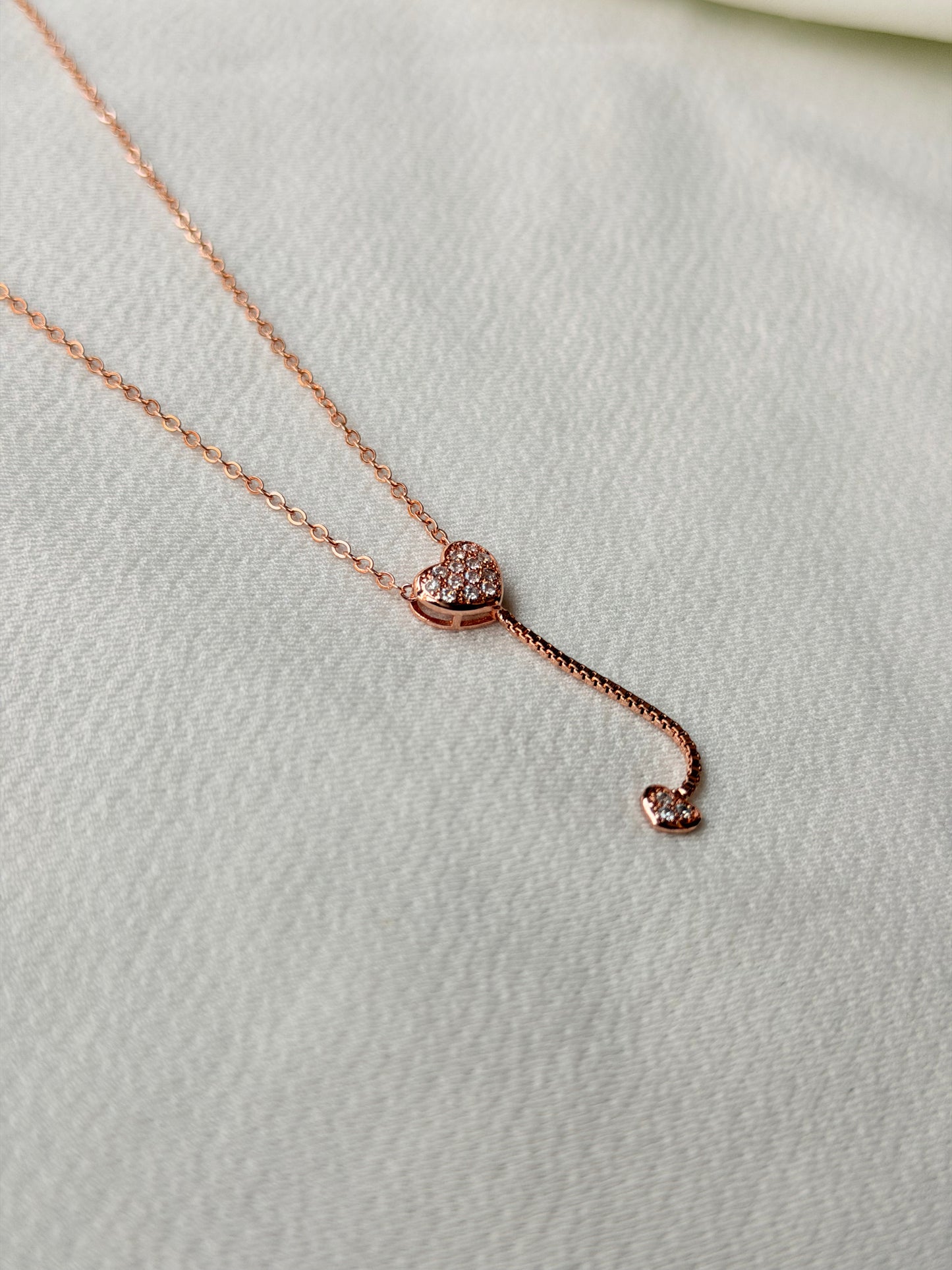 Crystal Heart Rosegold Antitarnish Stainless Steel Chain pendant