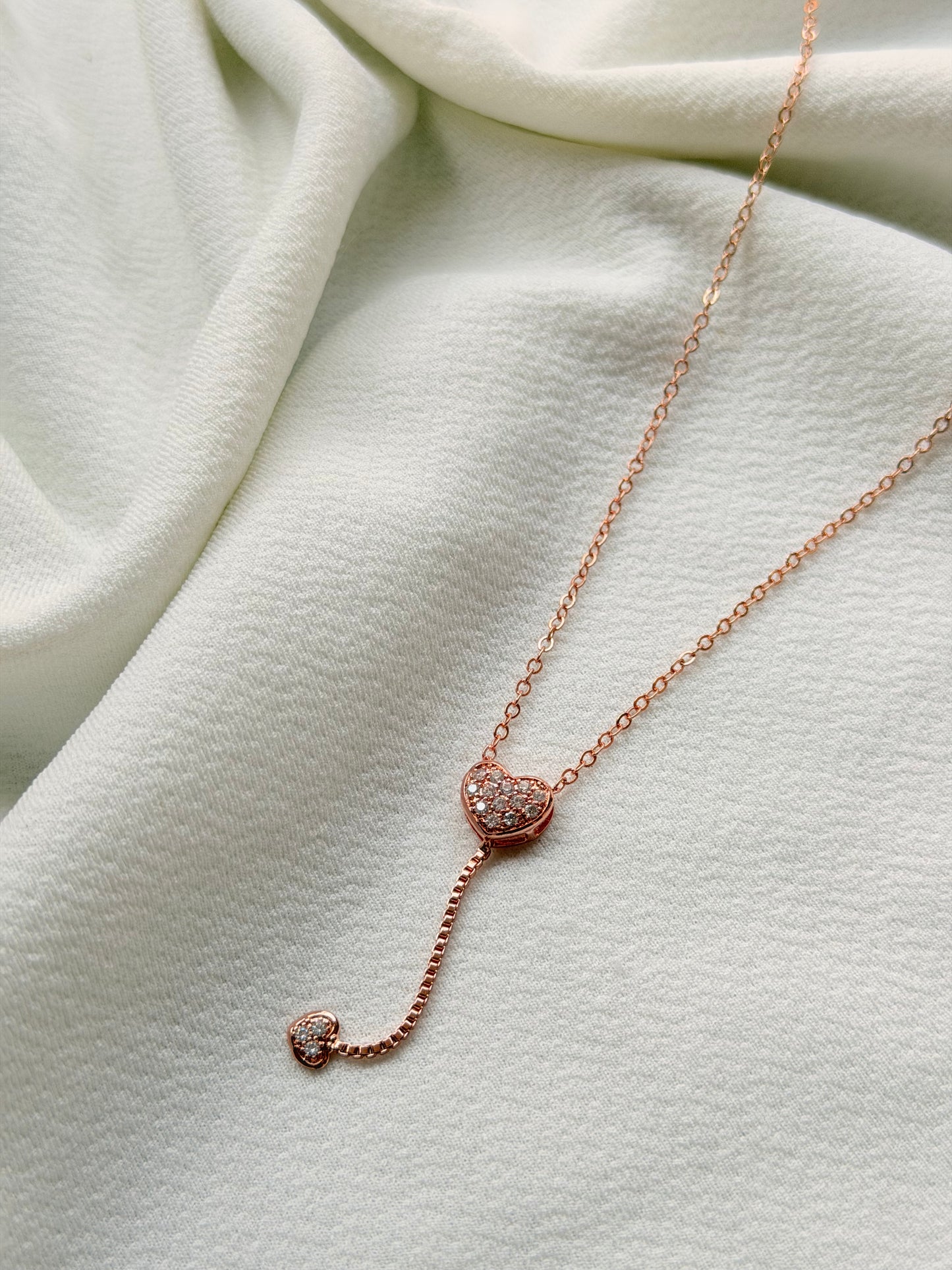 Crystal Heart Rosegold Antitarnish Stainless Steel Chain pendant