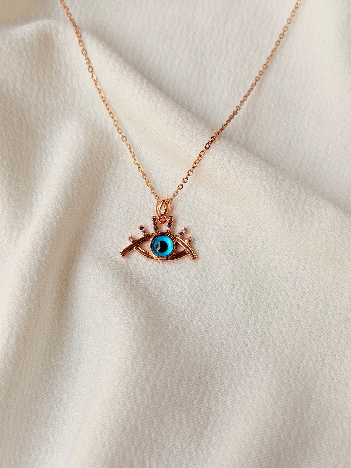 Evil Eye Rosegold Antitarnish Chain Pendant