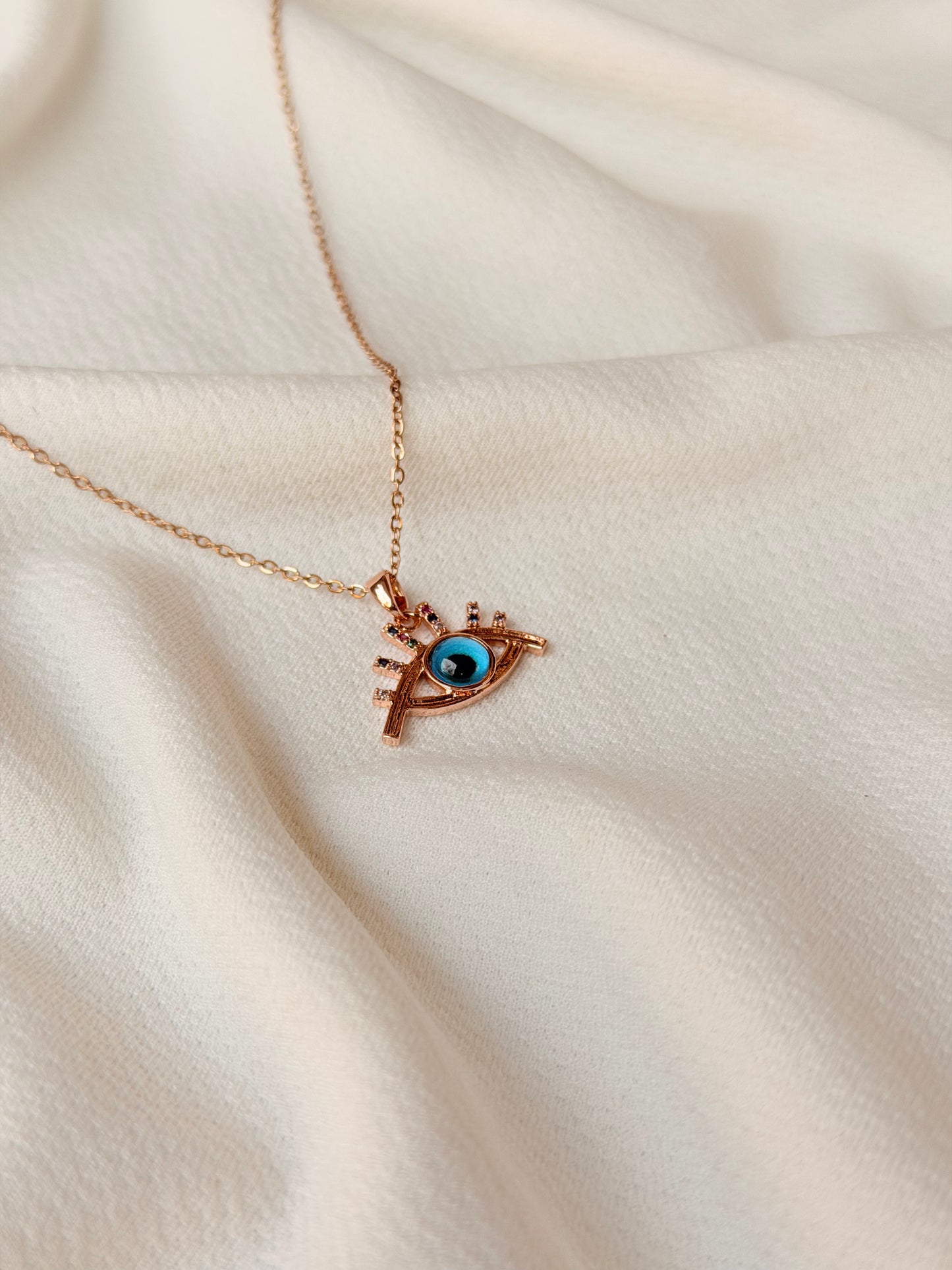 Evil Eye Rosegold Antitarnish Chain Pendant