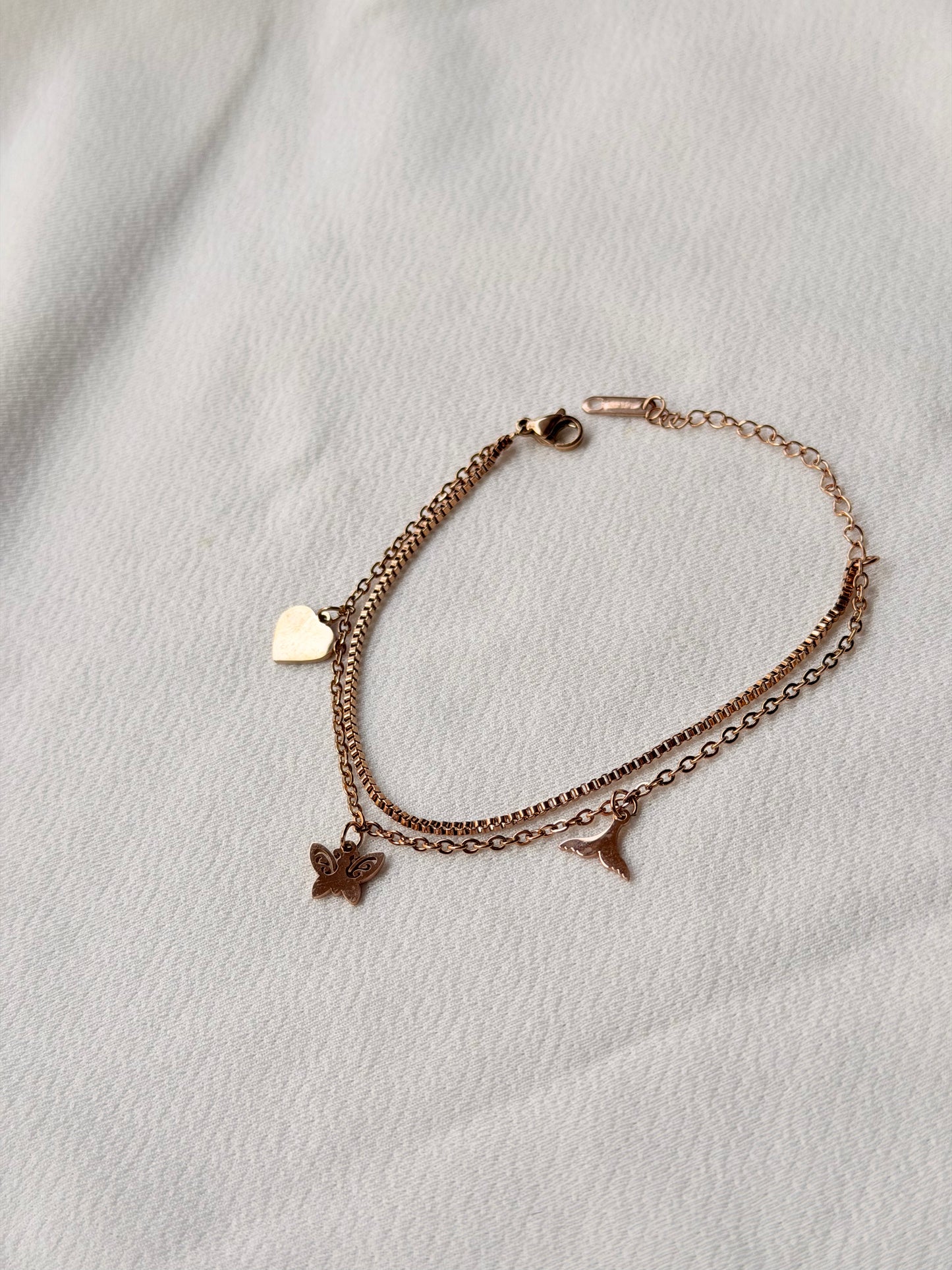 Butterfly Rosegold Antitarnish Charm Bracelet