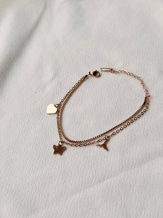 Butterfly Rosegold Antitarnish Charm Bracelet