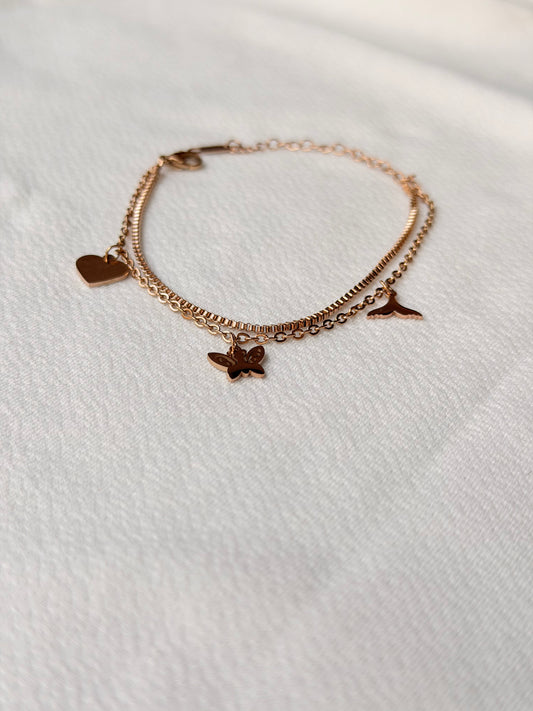 Butterfly Rosegold Antitarnish Charm Bracelet