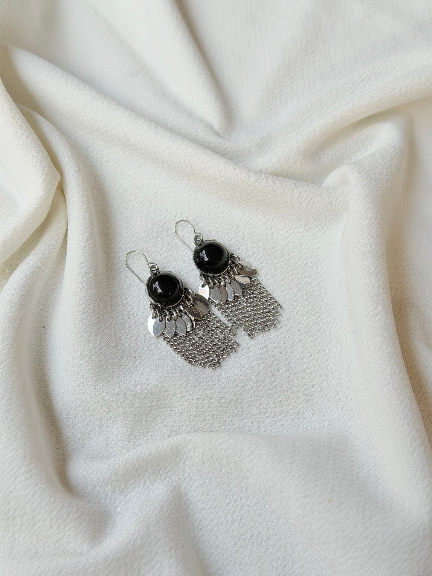 Silver Stone Charms western Earrings