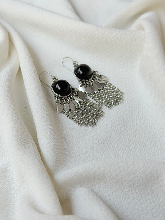 Silver Stone Charms western Earrings