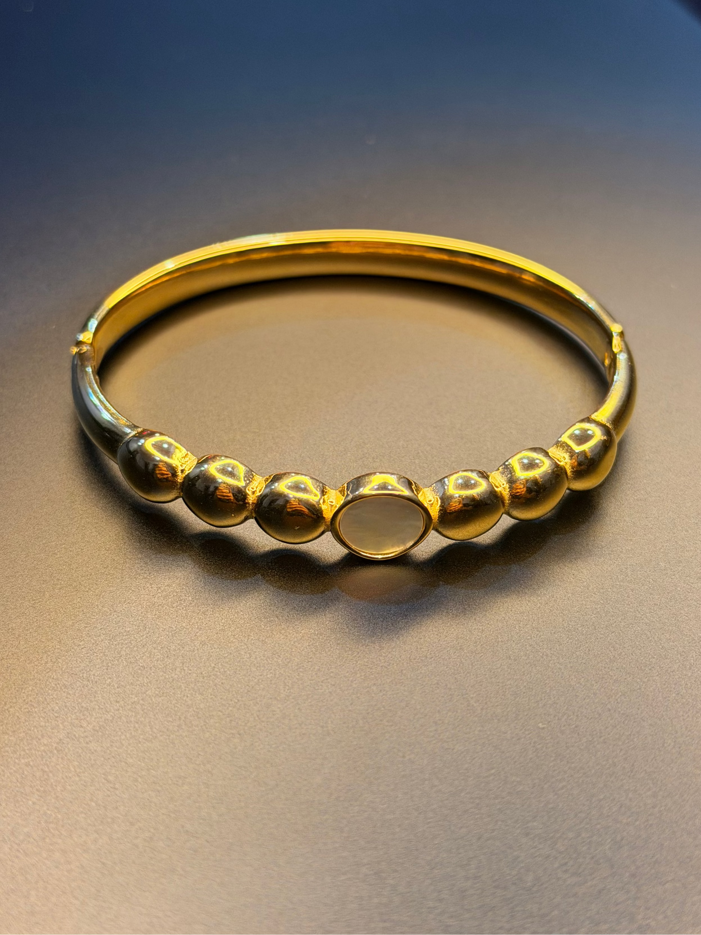Gold-Plated Beaded AntiTarnish Stainless Steel Bracelet
