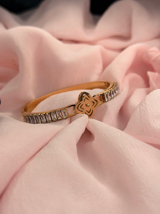 American Diamond Rose Gold-Plated AntiTarnish Push Pull Bracelet